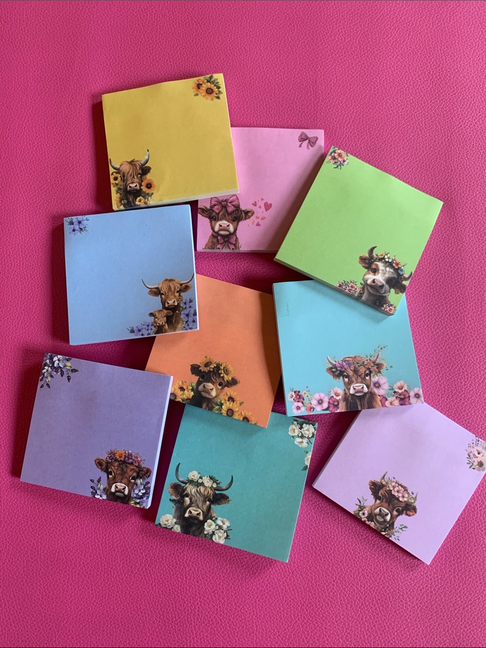 9 Pack! Highland Cow Sticky Notes 3”